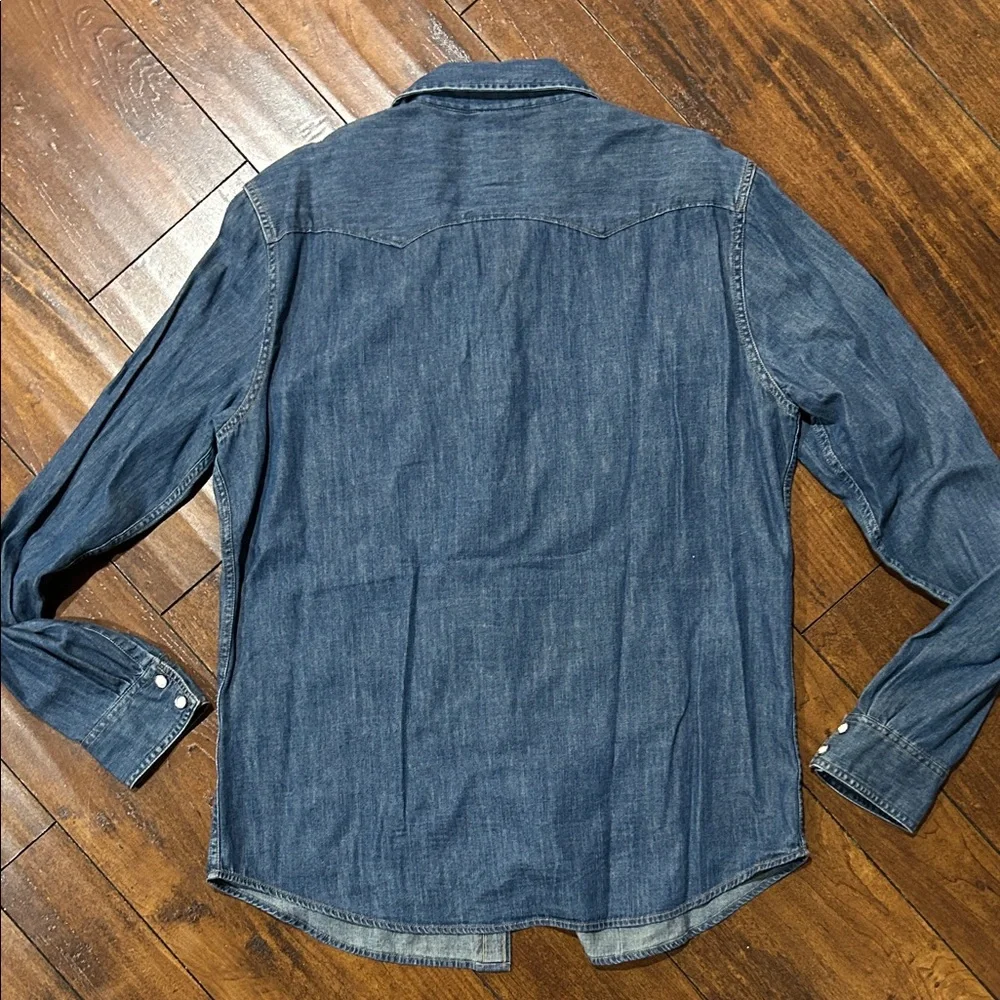 Levi's Blue Denim Shirt with Distinctive Patches